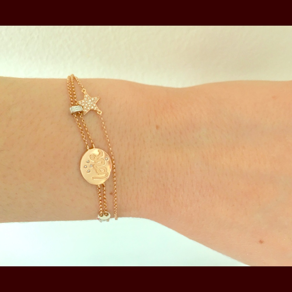 14k rose gold 0.25ct diamond double chain bracelet